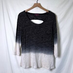 Z by Zobha Women Sheer Top Black White Ombre Size XL Athleisure Loungewear Boho